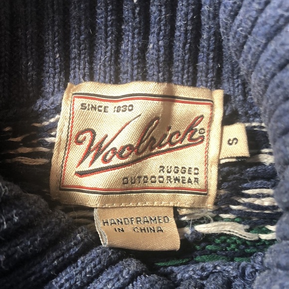 VTG Woolrich Wool blend Blue sweater Christmas Trees Reindeer Women Size Small - Picture 8 of 8